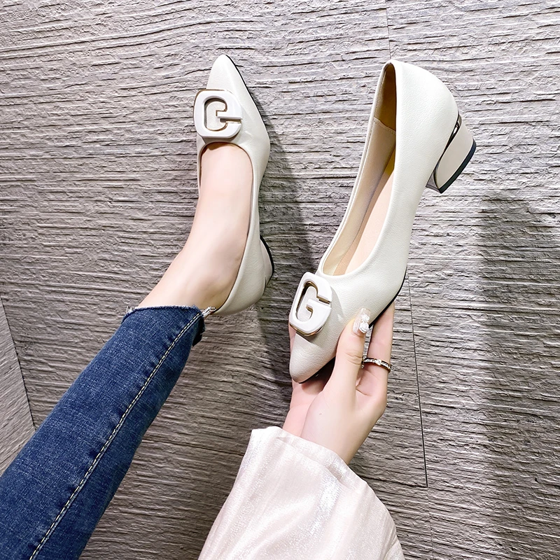 China Wholesale Custom Stylish Ladies Block Shoes Office School Shoes Thick Mid Heel Shoes For Women
