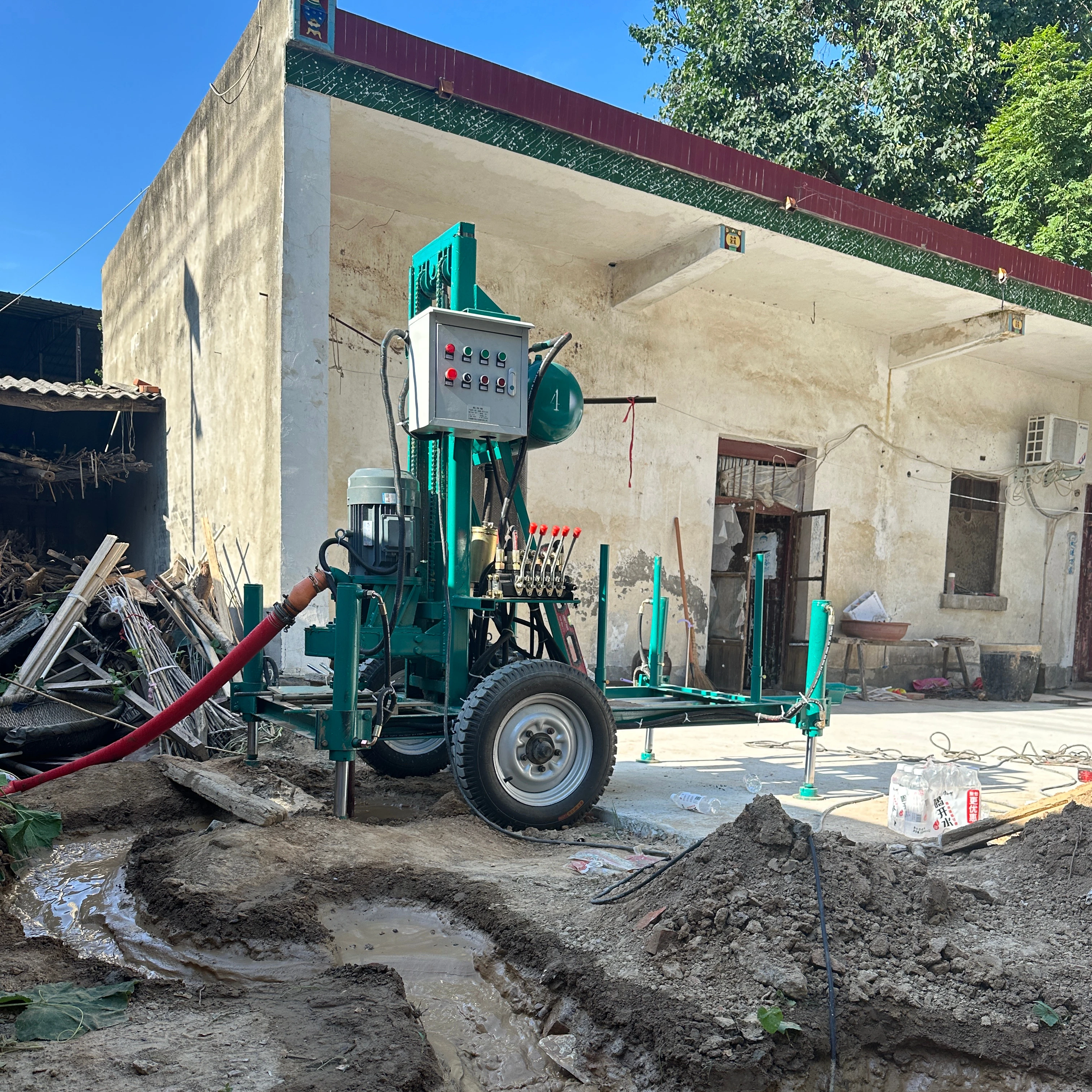 Complete set of water well drilling equipment Three phase electric water well drilling rig, 150 meter water well drilling rig,