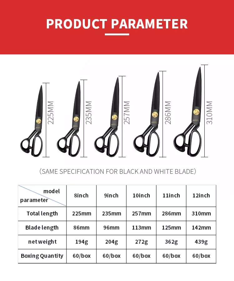 Tailor Scissors  For Sewing 11 Inch Black Clothes Fabric Scissors