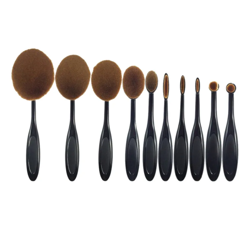 10pcs Cosmetic Brushes Toothbrush Type Foundation Brush Set Plastic Brush Handle Manufacturers Stock Universal Beauty Tools