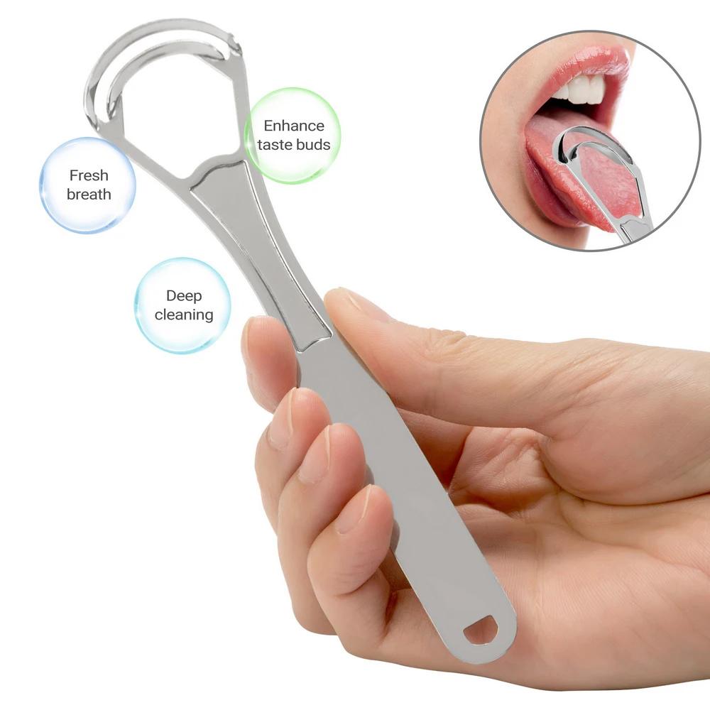 New Arrival Food grade 304 stainless less metal rose gold tongue scraper cleaner for tongue cleaning
