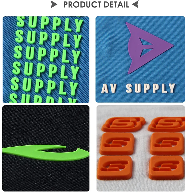 Custom 3D Raised Effect Brand Logo 3D Rubber Silicone Heat Transfer Clothing Label Heat Transfer Sticker For T-shirt