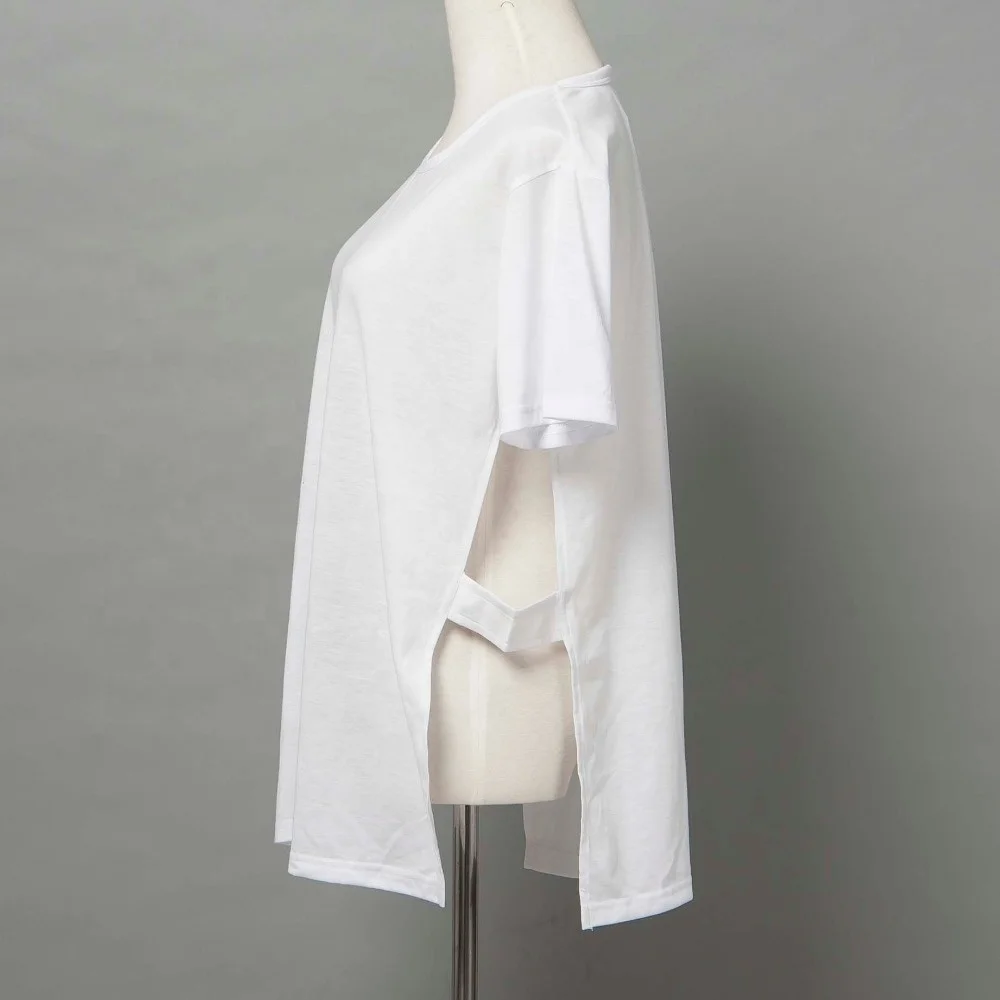 Fashion side split T shirt women side opening t-shirt sublimation blanks