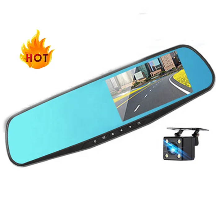 2024 Лидер продаж 4,3 дюймов FHD Full HD 1080P видеорегистратор двухканальный видеорегистратор Автомобильный видеорегистратор зеркальный видеорегистратор для автомобиля