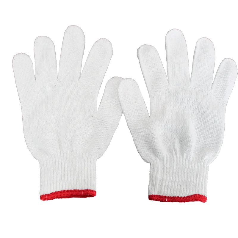 wholesale bulk industrial bleach white cotton poly knitted construction safety gloves