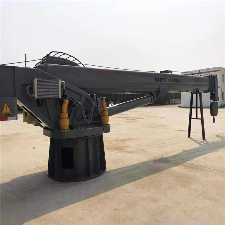High-quality marine crane deck hydraulic telescopic boom crane 360 degree unlimited rotation boat floating crane