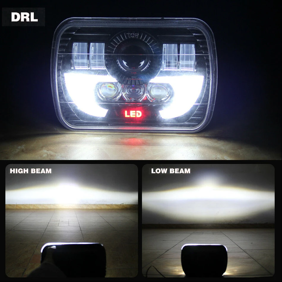 6inch Car led work light square led headlight Hi/Lo Beam led work light with DRL 5x7 offroad headlight