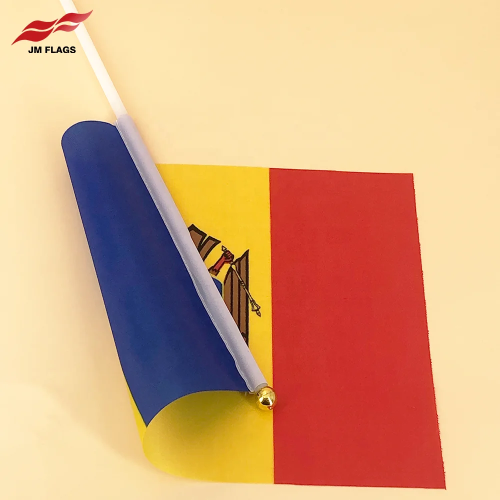 Wholesale Moldova Hand Held Flags Hand Flag National Day Decoration Polyester Moldova Stick Flags
