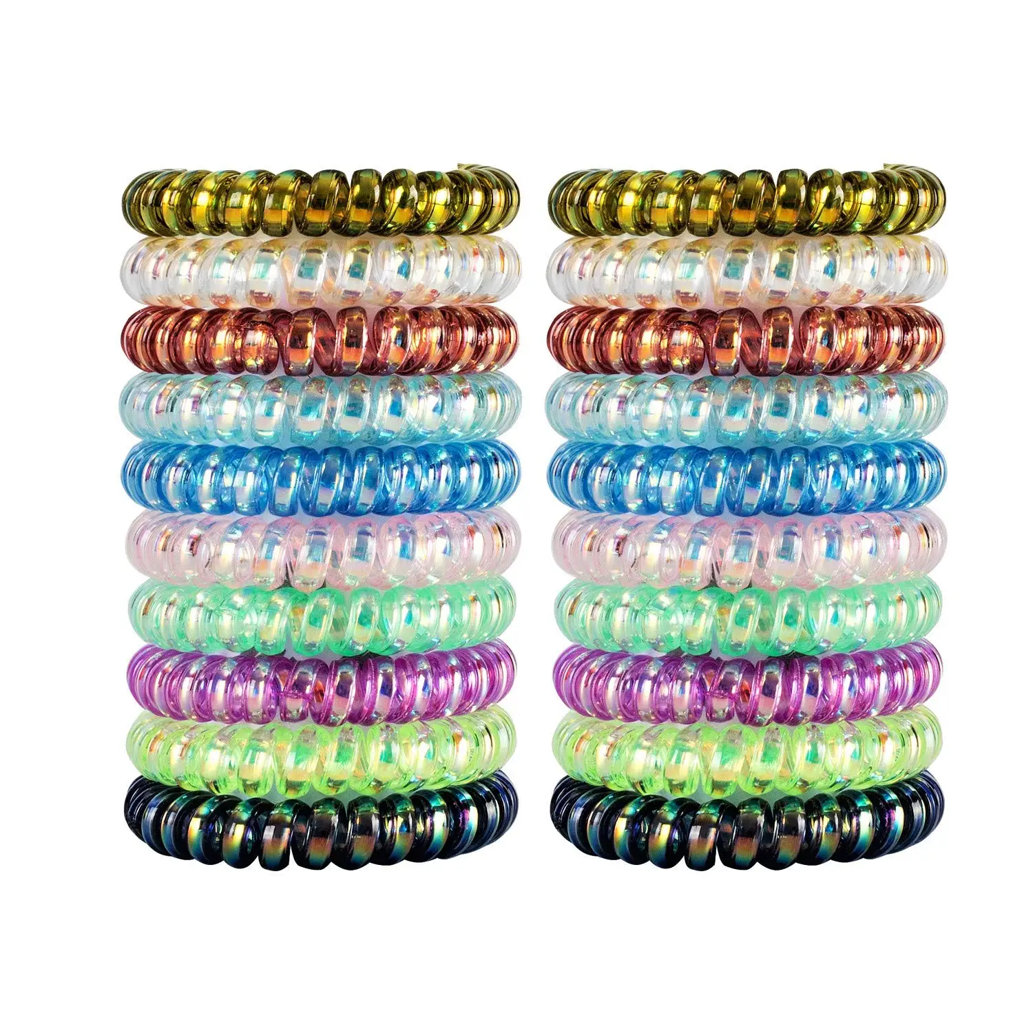 Spiral Hair Ties  Coil Matte Phone Cord Ponytail Holder Coil Scrunchies Plastic Hair Coils For Women Girls