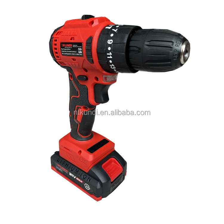 High Quality KUNDI Brand Power Tools Lithium Battery Three Function Brushless Impact Drill 21V