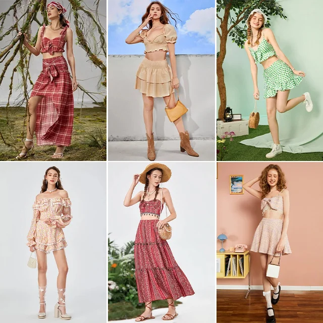 Wholesale Summer Fashion Short Sleeve Short Dress Women Clothing Two Piece Casual Used Dress