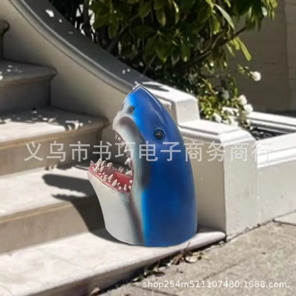 Новая большая белая акула сад мультяшная статуя из смолы 3D Скульптура головы акулы домашнее украшение динозавр