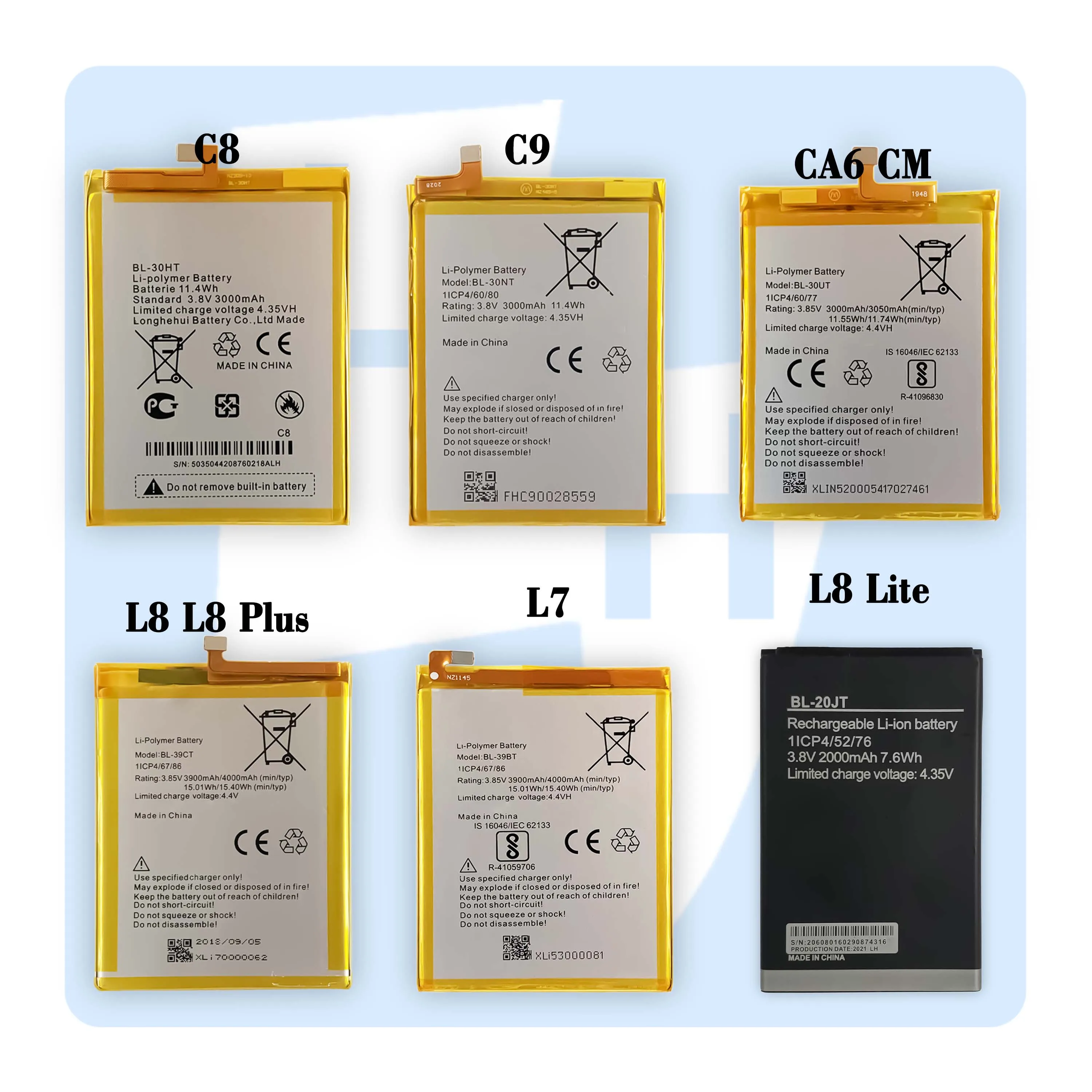 Аккумуляторная батарея OEM W4 WX4 W5 K7 K8 Lite WX5 J8 L5 L7 L8 Plus L9 i7 F1 F2 для мобильного телефона Tecno i5 Pro