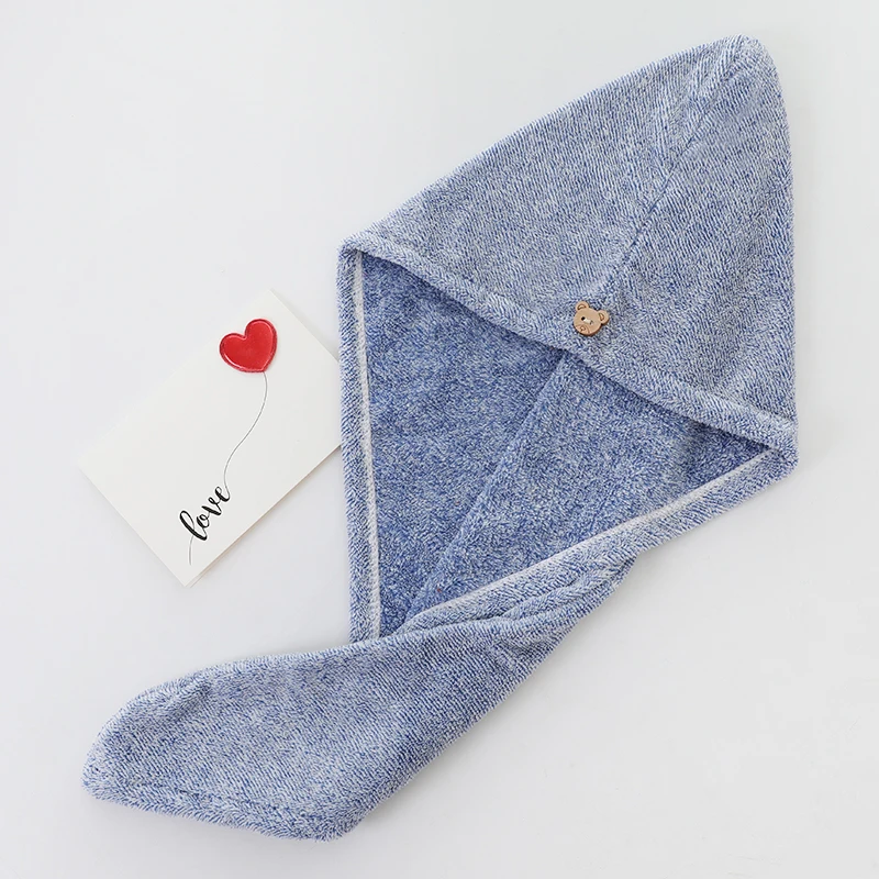 Wholesale Custom Gypsophila Shower Cap Women Adults Super Absorbent Quick Dry Coral Fleece Hair Towel PE Thermal Thickened