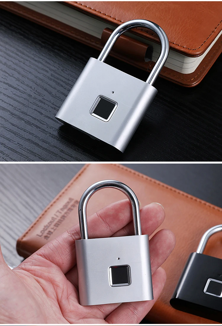 Блокировка отпечатков пальцев USB Перезаряжаемый водонепроницаемый смарт отпечатка замок Анти-кражи электрических мини для багажа на
