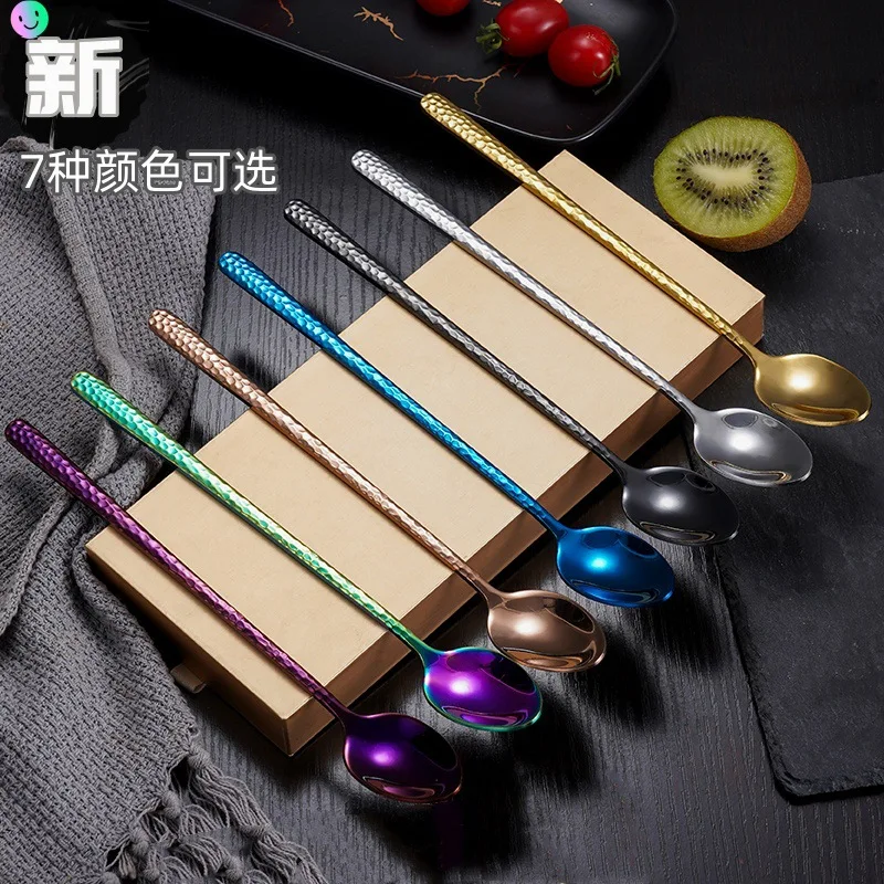 Custom Restaurants Long Handle Round Ice Cream Stainless Steel Rose Gold Silver Spoon Coffee Tea Spoon Set Souvenirs Gift