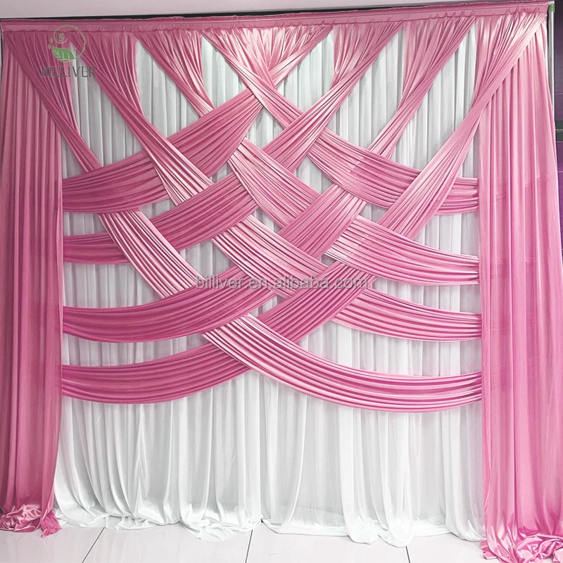 Luxury Chiffon Fabric Wedding Stage Tent Ceiling Decor Drapes Arch Hanging Backdrop Curtains For Birthday Ceiling Decorations
