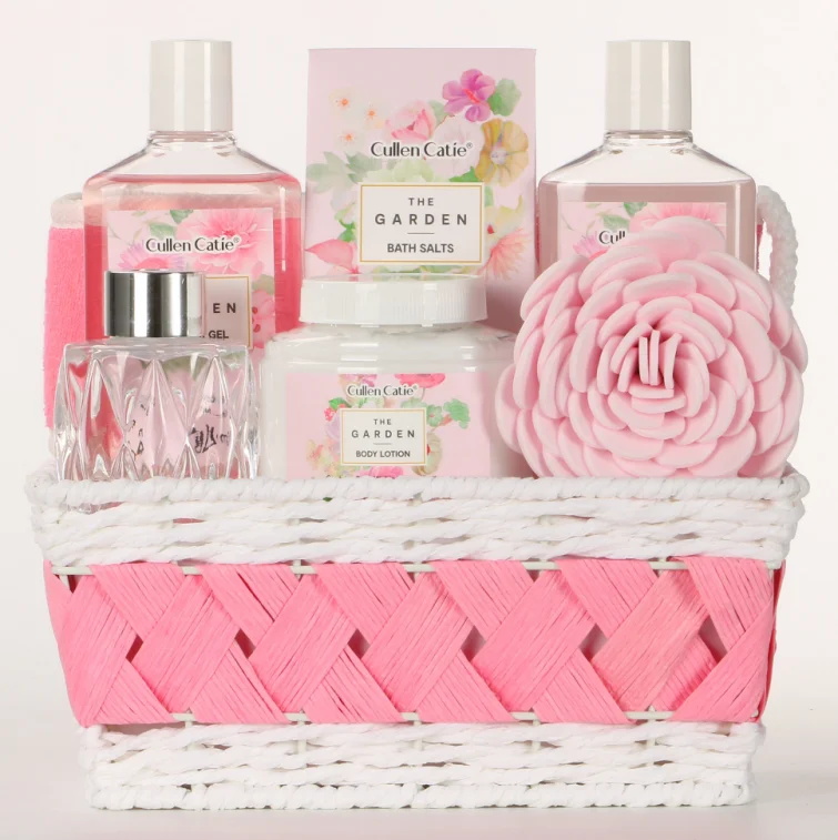 Rose petal shower gel bath gift set OEM ODM plant customized wholesale rose body milk bath salt exquisite packaging