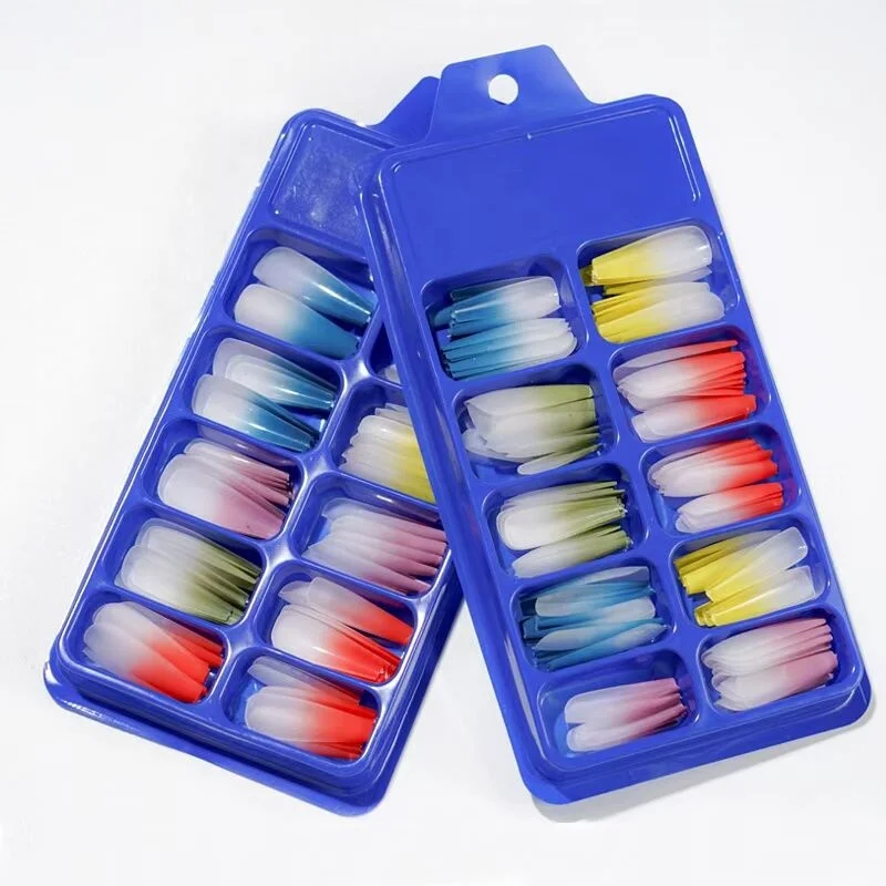 Bview Tools New Product French Acrylic Artificial Full Cover False Coffin Nails Tips For Fake Nail Salons Press On Fingernails