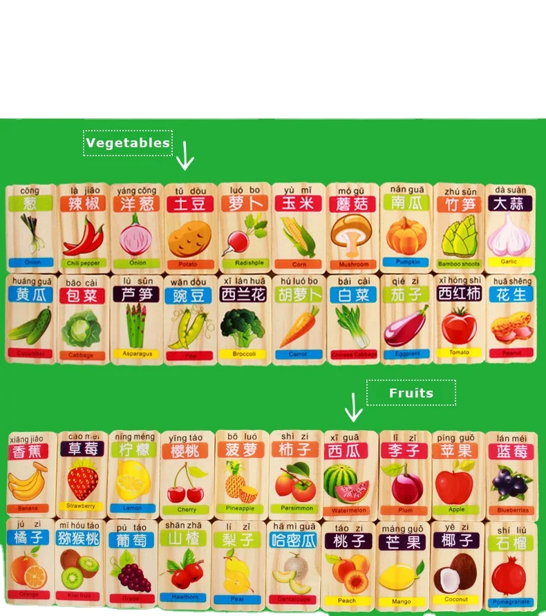 
Wooden Dominoes Chinese Characters and Number Double Side Educational Game Set 