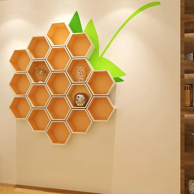 Custom wooden  storage rack Wall cube shelf entryway decoration Wall Hanging Shelves