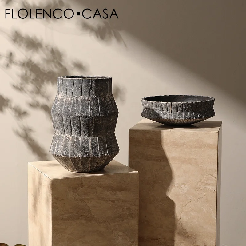 High Quality Home Table Desktop Decorative Fruit Bowl Rustic Style Art Crafts Terracotta Bowls for Wabi-sabi Home Decor