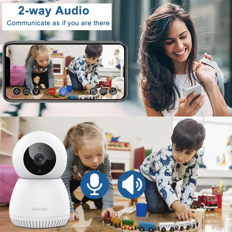 3MP Wireless Home Wifi Security Camera 355 Rotation Baby Camera Monitor