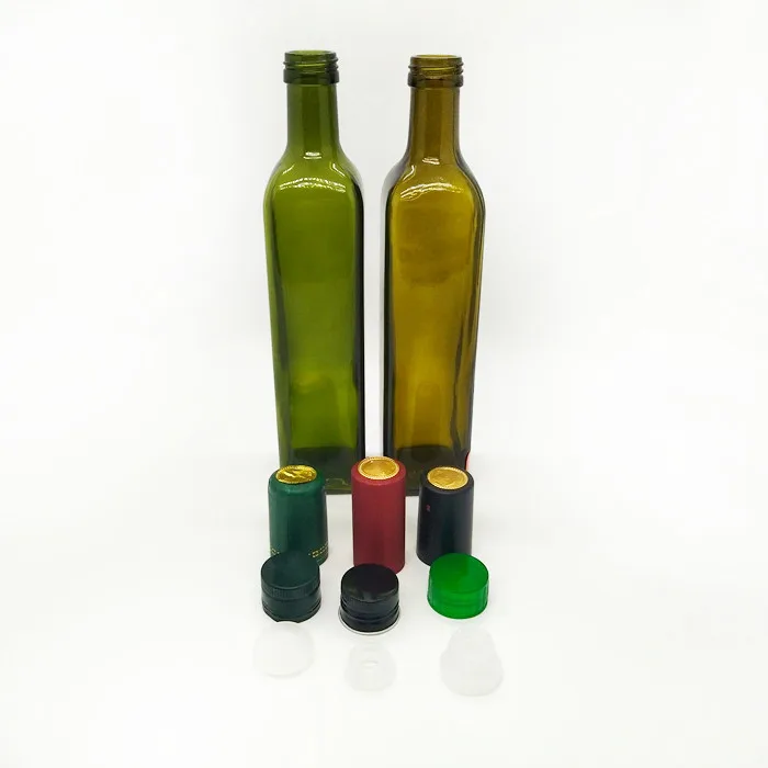 250ml 500ml 750ml 1L Customized Luxury Cooking oil Storage Olive Oil Glass Bottle with metal lid For liquids ingredients