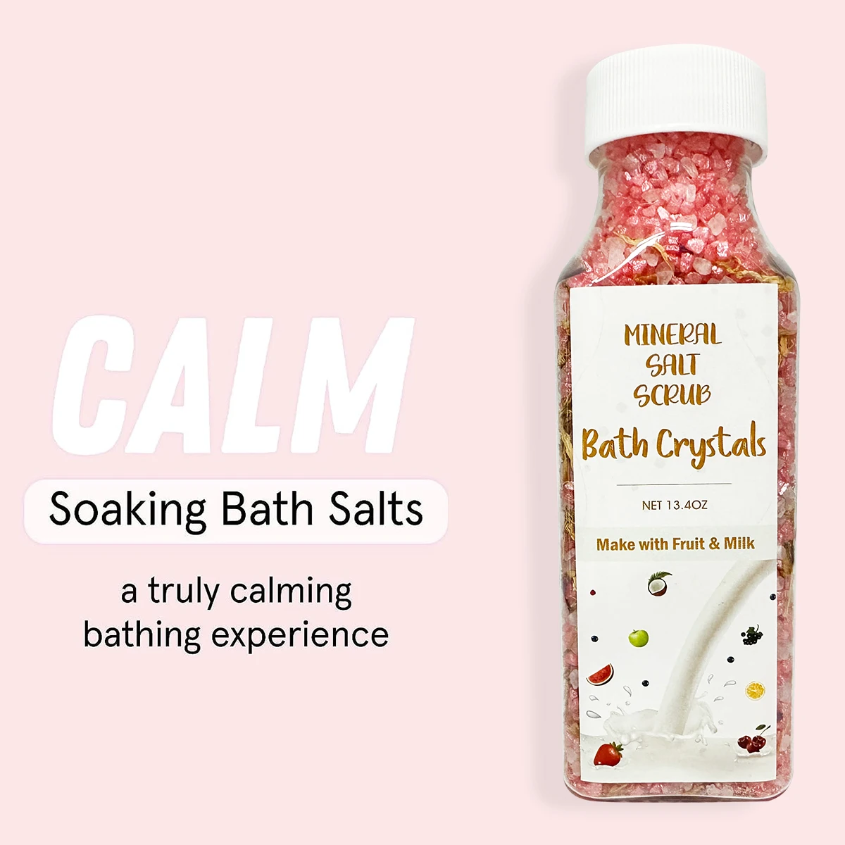 Factory Private Label Relaxing Vegan Lavender Organic Essential Oil Bath Salts with Flowers Accept Quick Shipment