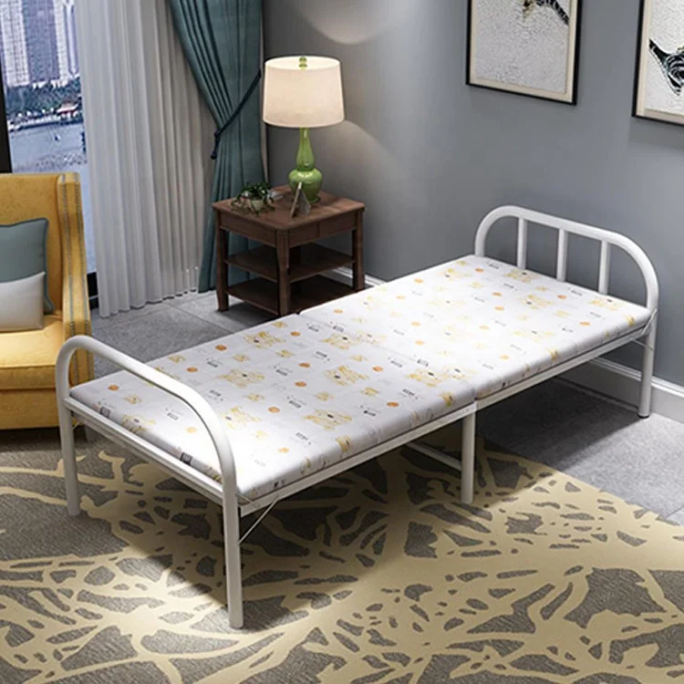 Folding Beds Single Bed Iron for Adults Folding Home Furniture Bedroom Furniture Soft Bed Plastic Bag/carton Modern Metal White