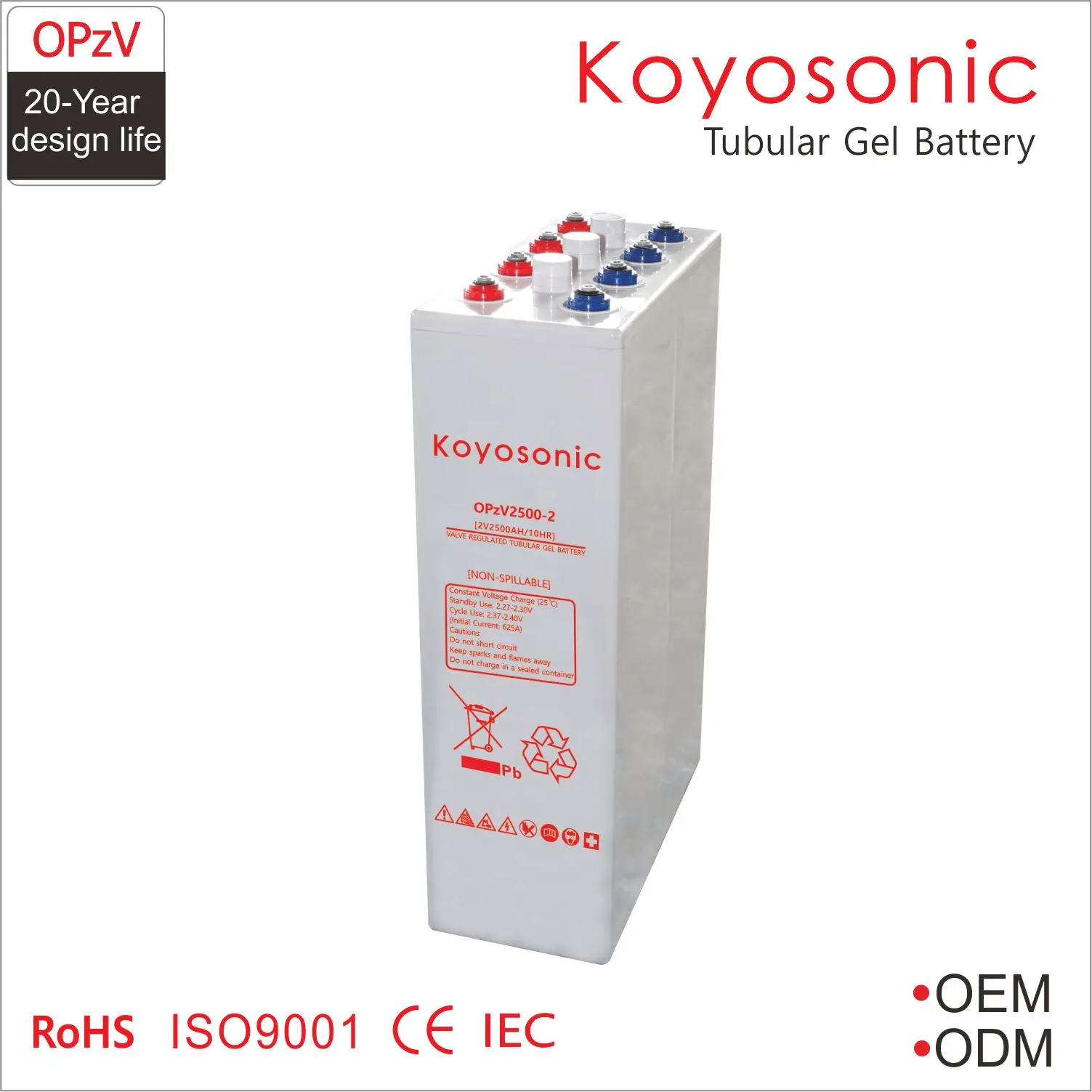 VRLA OPzV 3000Ah Gel Tubular Battery 2V 3000AH OPzS Standby Battery with 6000 cycles + 5 Years Warranty