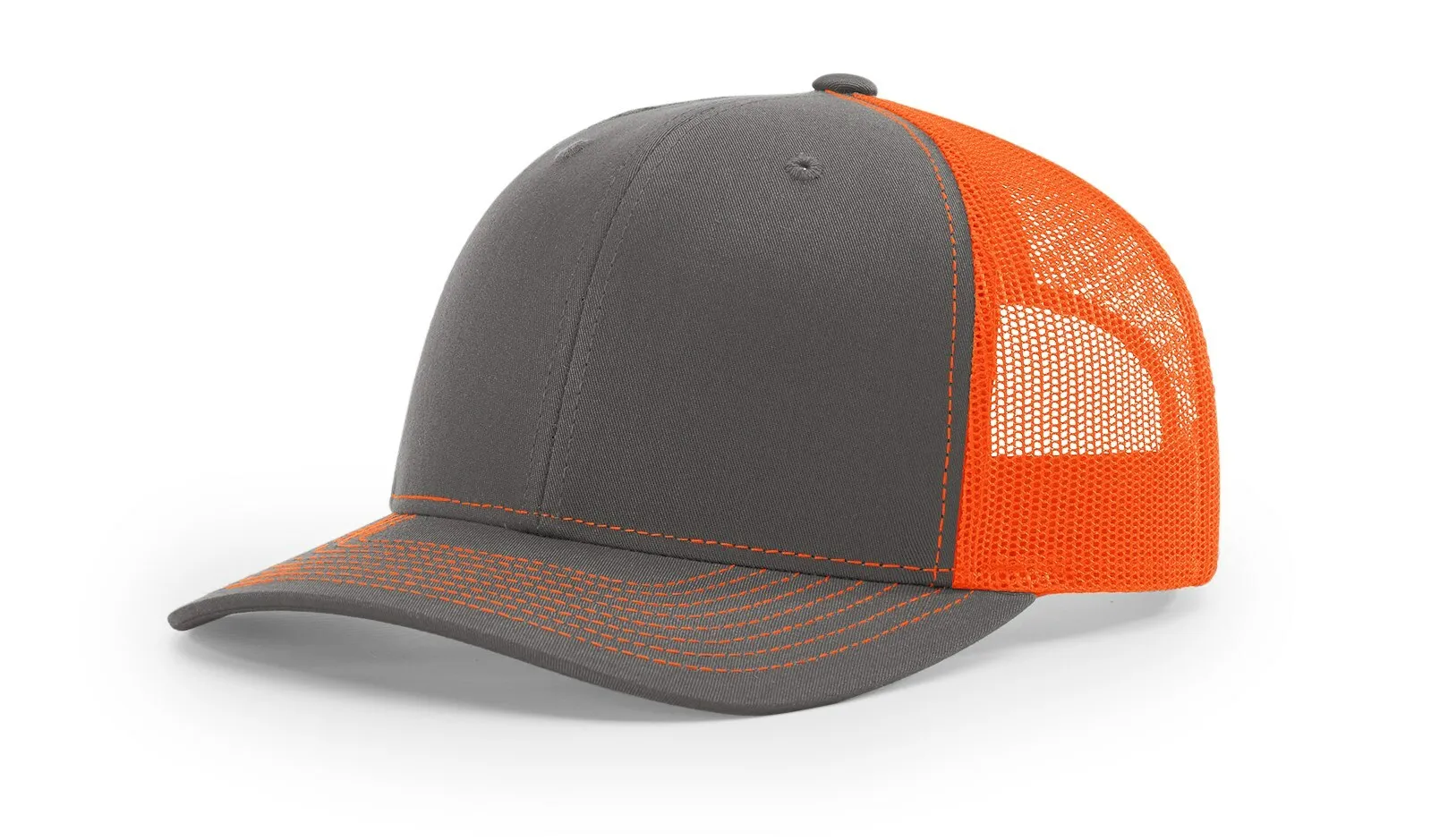 Custom logo embroidered blaze orange hat Richardson 112 mesh trucker hats with semi curved bill Men hunting sports snapback caps