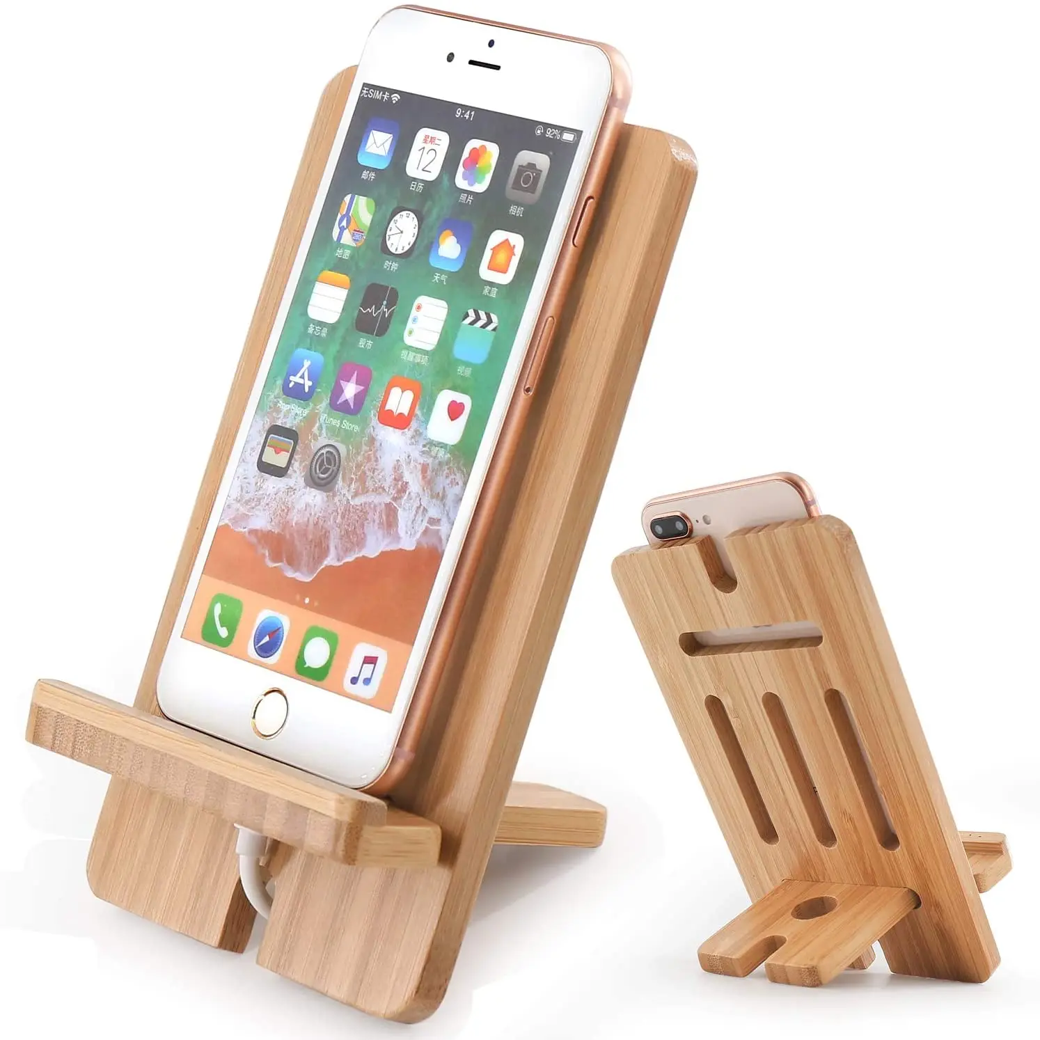 Custom wood iPhone dock stand portable wooden tablet stand charging station for smart phone