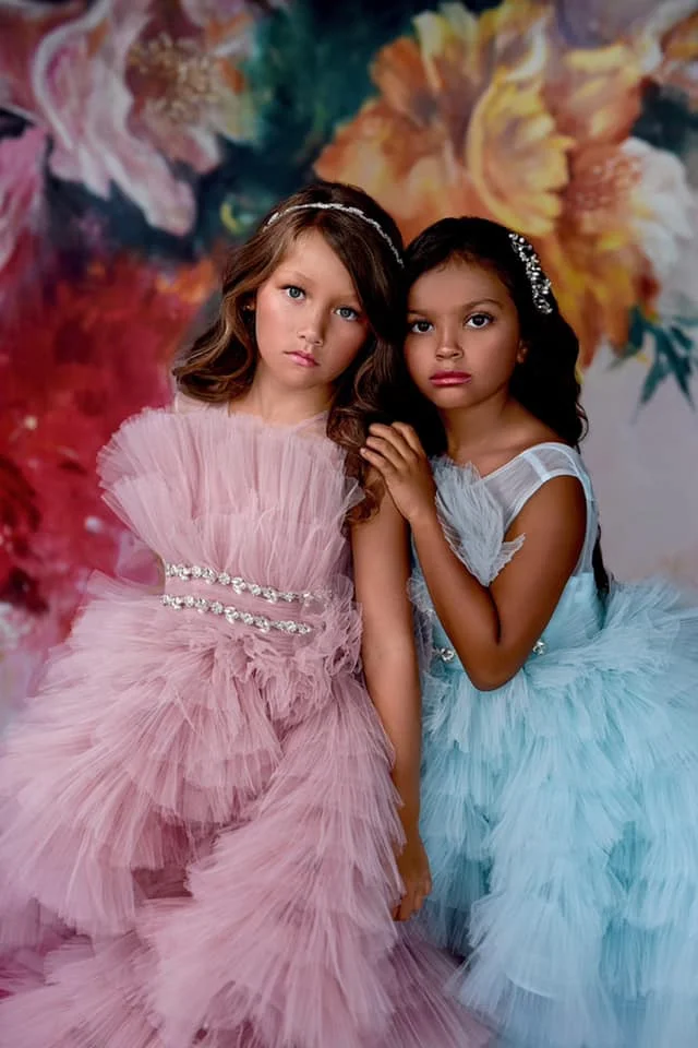 Hi Low Ivory Tulle Wedding Flower Girl Dress Kids Party Dress Princess Birthday Couture Dress