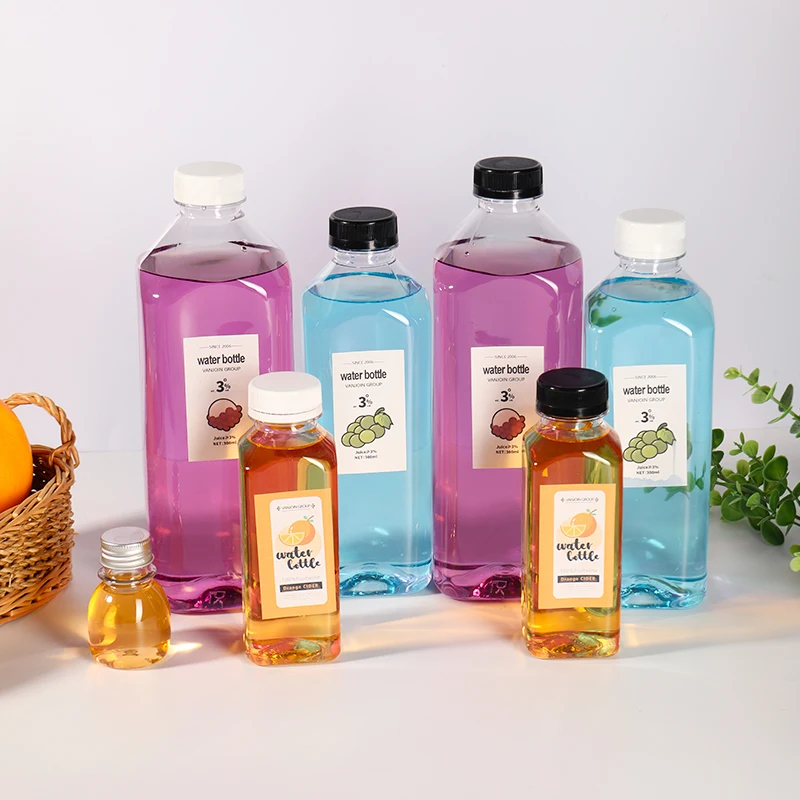 Manufacturer Small Moq Clear beverage Bpa-Free PET Food Grade Juice Plastic Bottle With Cap