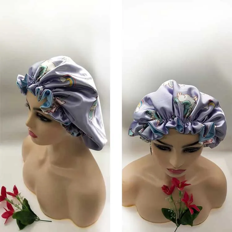 
wholesale hair satin braid bonnet with a stopper and adjustable rope styling hat reversible 