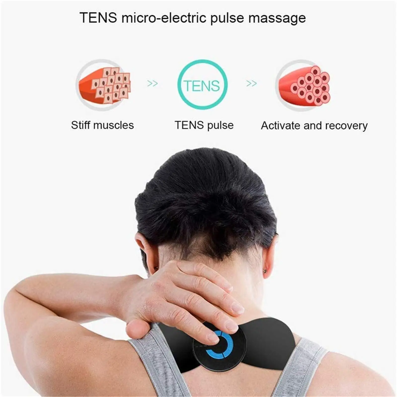 Wh-96 Portable Mini Massager Patch Cordless Cervical Massage Stimulator for Neck Shoulder Back Waist Arms Legs Massage