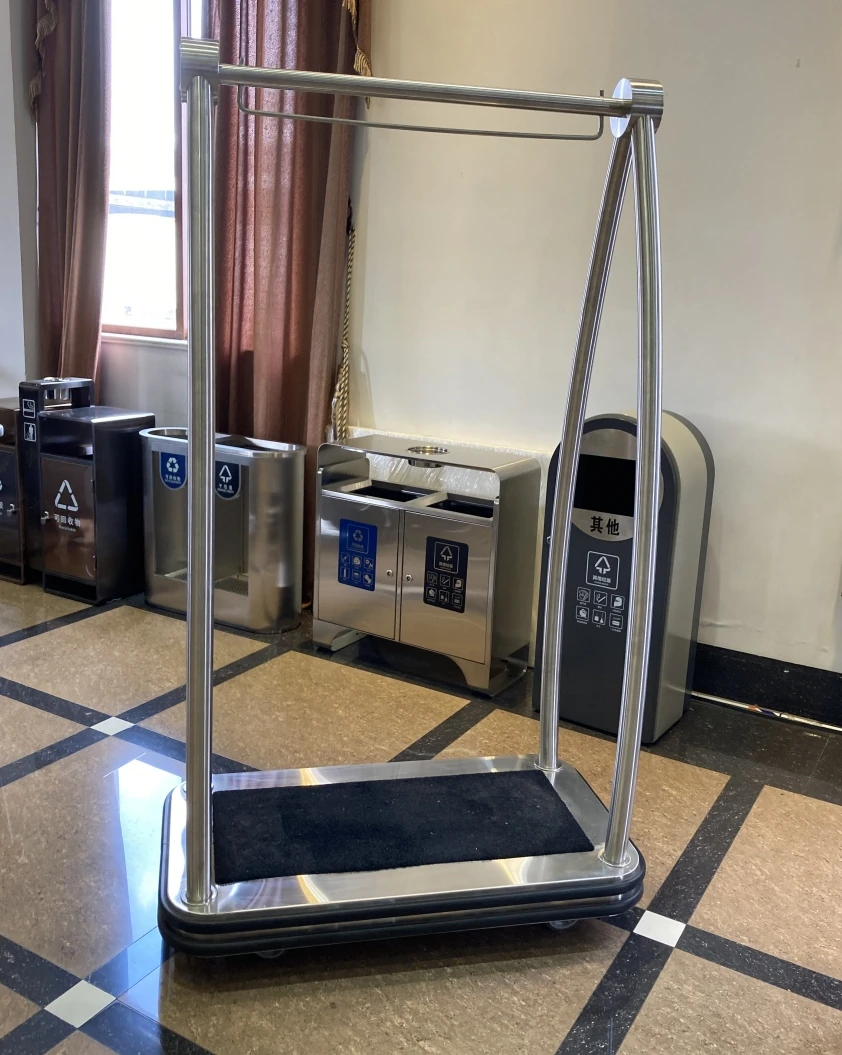 Modern Stainless Steel Bellman Baggage Cart Hotel Lobby Luggage Trolley for Airport Use by Bellboys