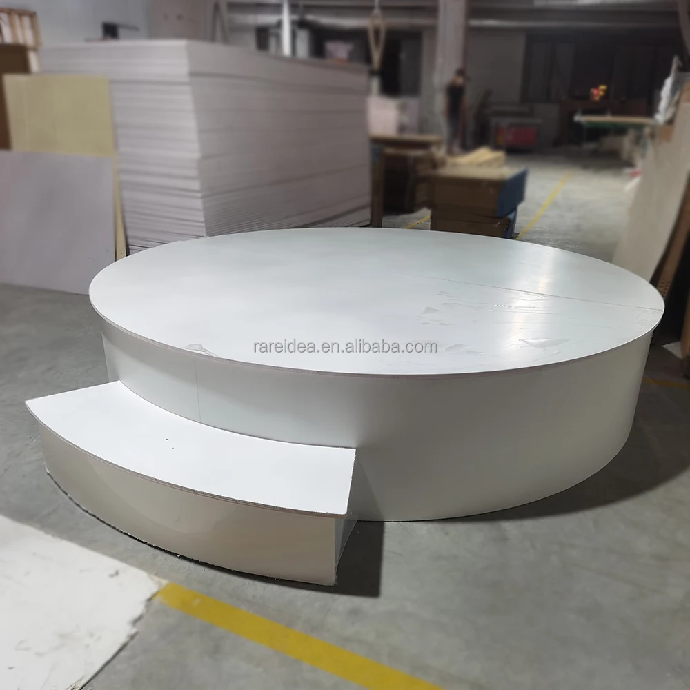 Custom Size Rectangle White Wedding Stage For Bride And Groom Round Stage Wedding Platform White Acrylic Stage