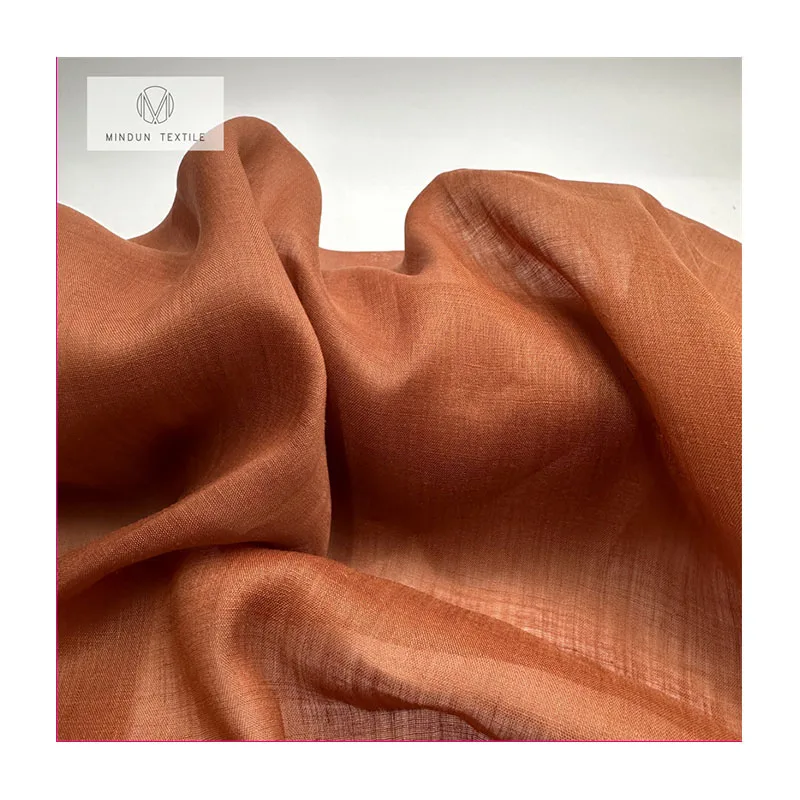 Mindun Plain Dyed Linen Ramie Washed For Summer Garment Ramie Anti Wrinkle Dress Woven Fabric Thinner Hemp Fabric For Clothing