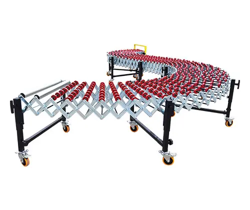 Truck loading and unloading unpowered flywheel roller expansion flexible skate wheel conveyor