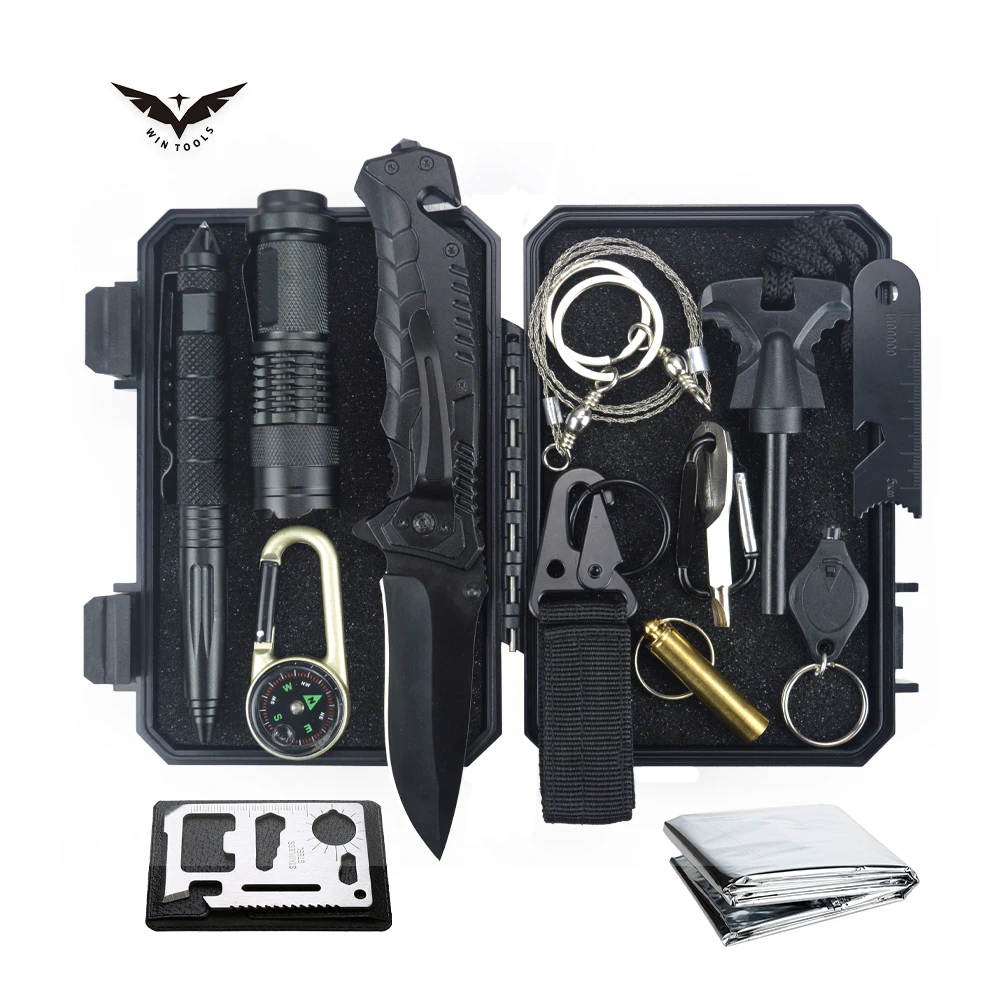 Professional Outdoor Survival Gear Car Emergency SOS Tool Set 13 in 1 Camping Survival Kit
