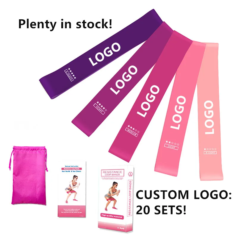 Amazon Wholesale 5 Pieces pack Yoga bands Pull rope elastic band Stretch Training Elastic fitness Resistance Bands Set