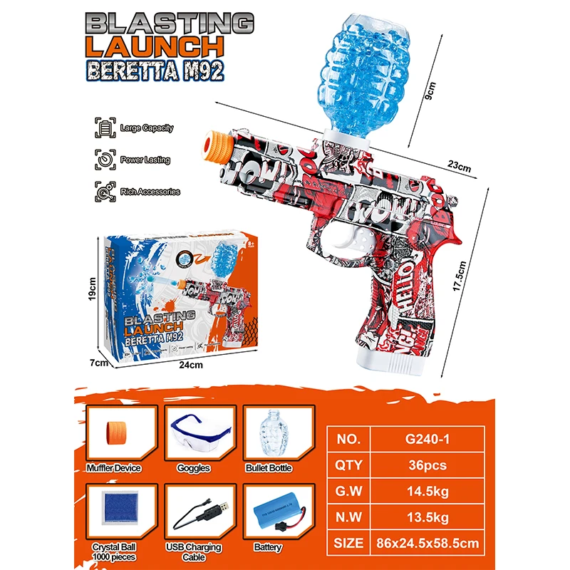 2024 New Full Auto Splatter Ball Blasters With 5000 Water Beads Ak Ejection Shooting Gun Toys Electric Gel Ball Blaster Gun