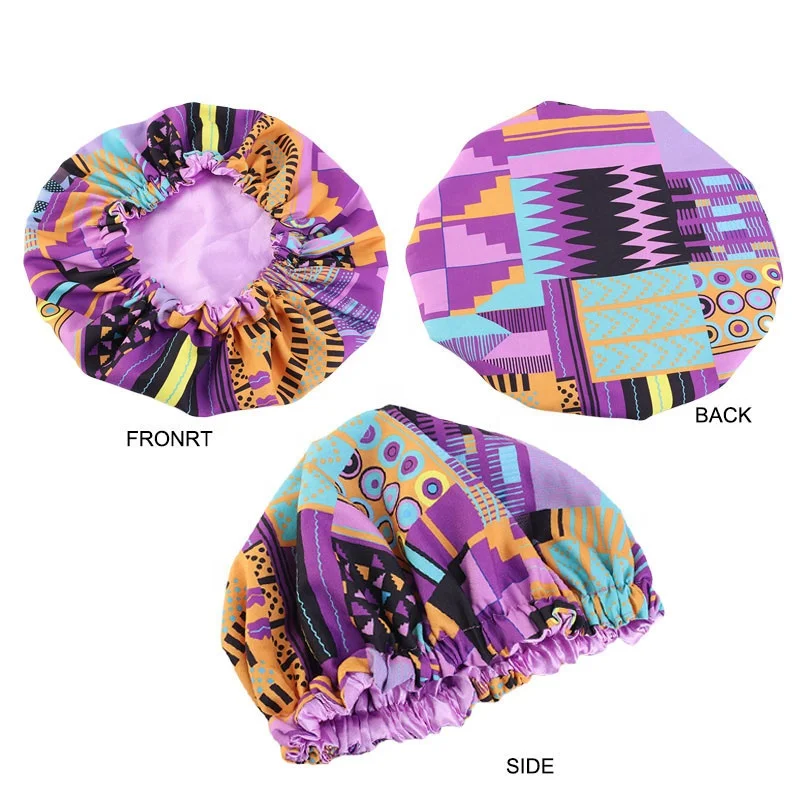 Kids African pattern print fabric Ankara bonnets Extra Satin Lined Bonnets Night Sleep Hat Turban Chemo Cap