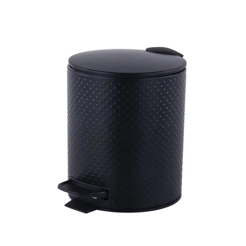 Mini Embossed elegant pedal bin and toilet brush set Bathroom Trash can Matching Toilet Brush holder