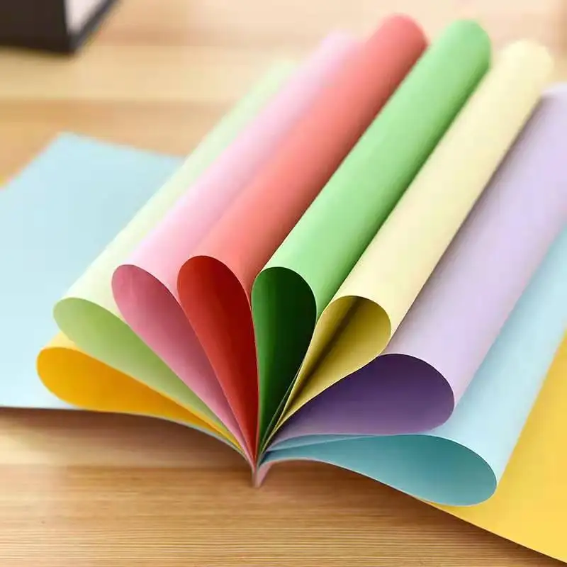 China manufacture 10 colors 70gsm art origami paper colorful kids DIY 100 sheets custom size colored coated paper
