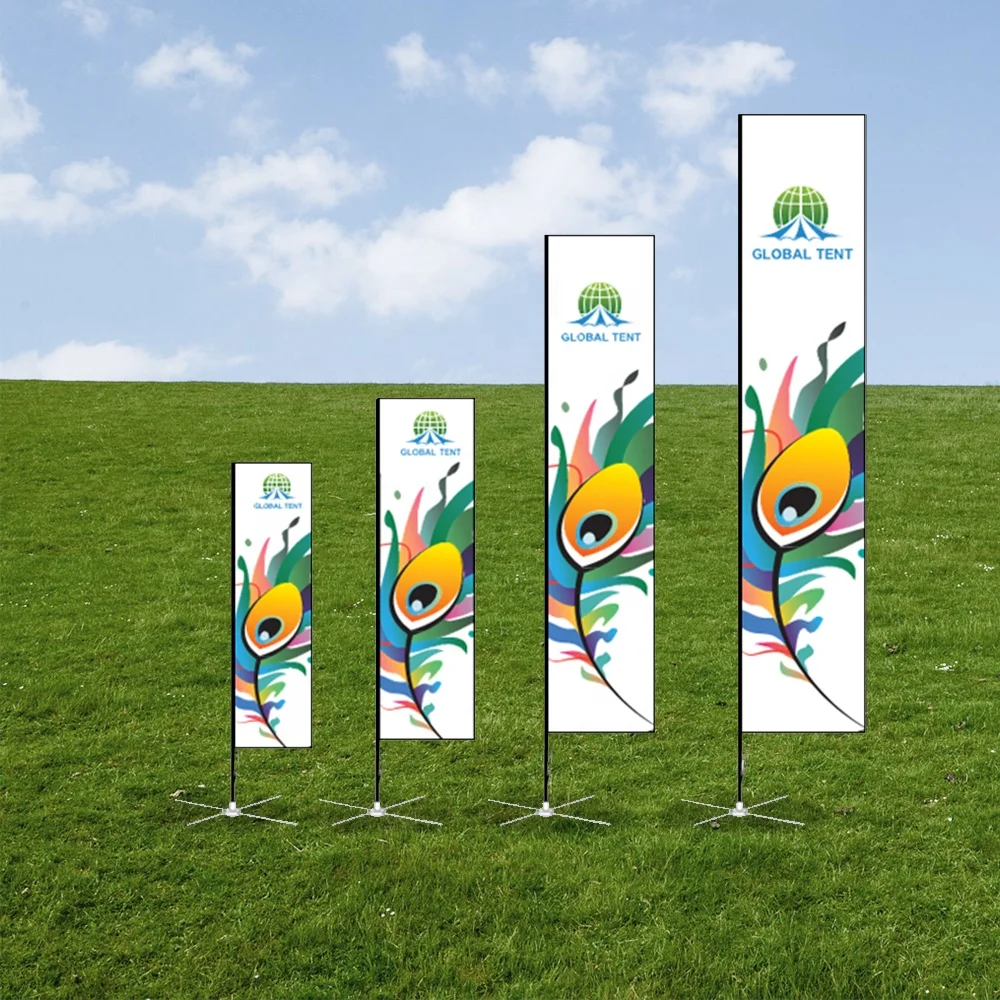 GLOBAL TENT Custom Advertising Rectangular Flag Dynamic Rectangular Display Modern Promotional Banner