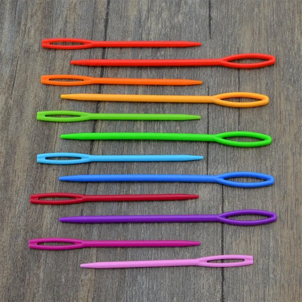 20PCs Mixed Color 7cm/9cm Plastic Knitting Needles Crochet Hooks Wool Yarn Needle Children DIY Sweater Weaving Tools Accessory