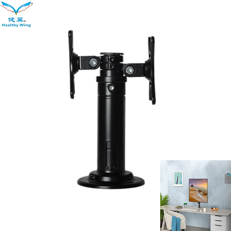 Office Use Support 14 To 29 Inch Table Triangle Tv Stand Mount Dual Monitor Arm For Aluminum Arms
